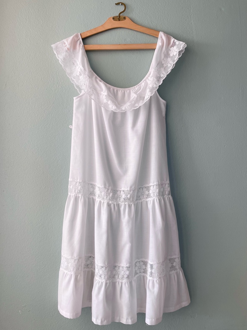 Flair Lingerie | Vintage 60s 70s Cottagecore White Prairie Evening Gown Dress